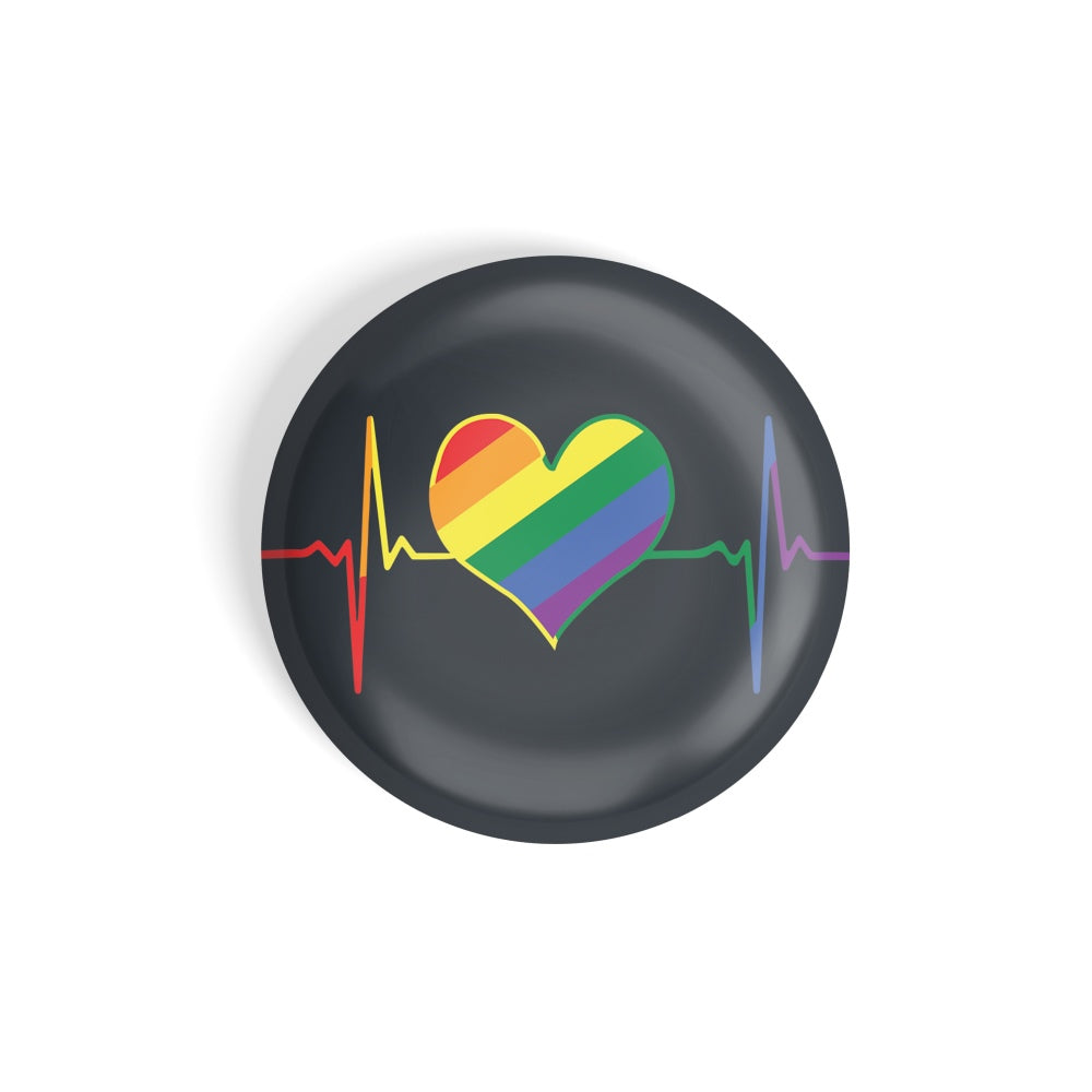 dhcrafts Round Fridge Magnet Black Color LGBTQ Heart Beat D9 Glossy Finish Design Pack of 1 (58 mm)